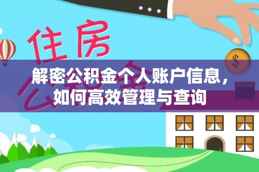 泾河解密公积金个人账户信息，如何高效管理与查询