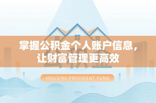泾河掌握公积金个人账户信息，让财富管理更高效