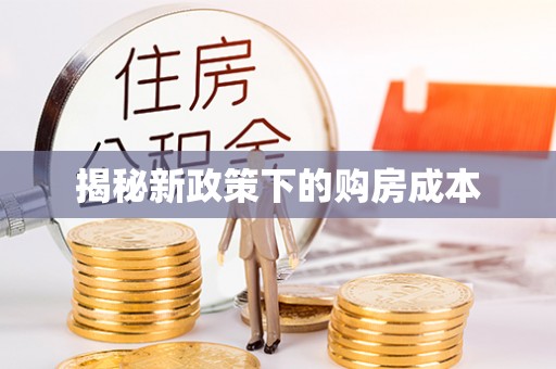 泾河揭秘新政策下的购房成本