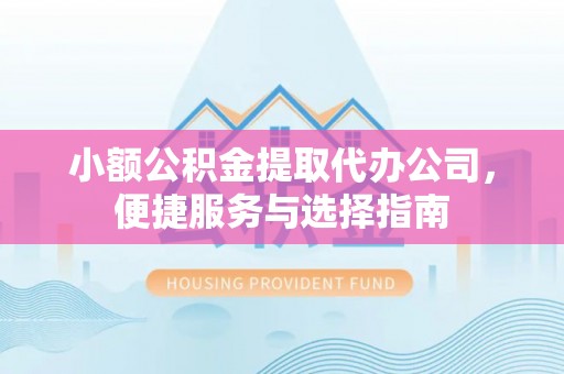 泾河小额公积金提取代办公司，便捷服务与选择指南