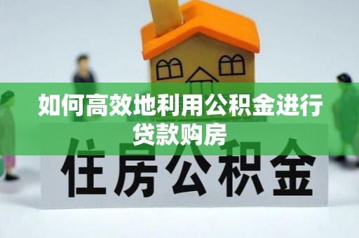 泾河如何高效地利用公积金进行贷款购房